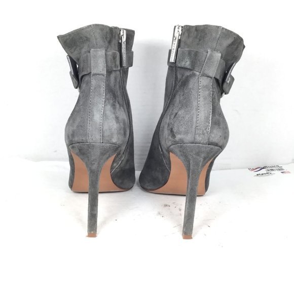 BCBGeneration Women Peep Toe Ankle Boots Grey Size 9.5 Leather Heels - Picture 3 of 11